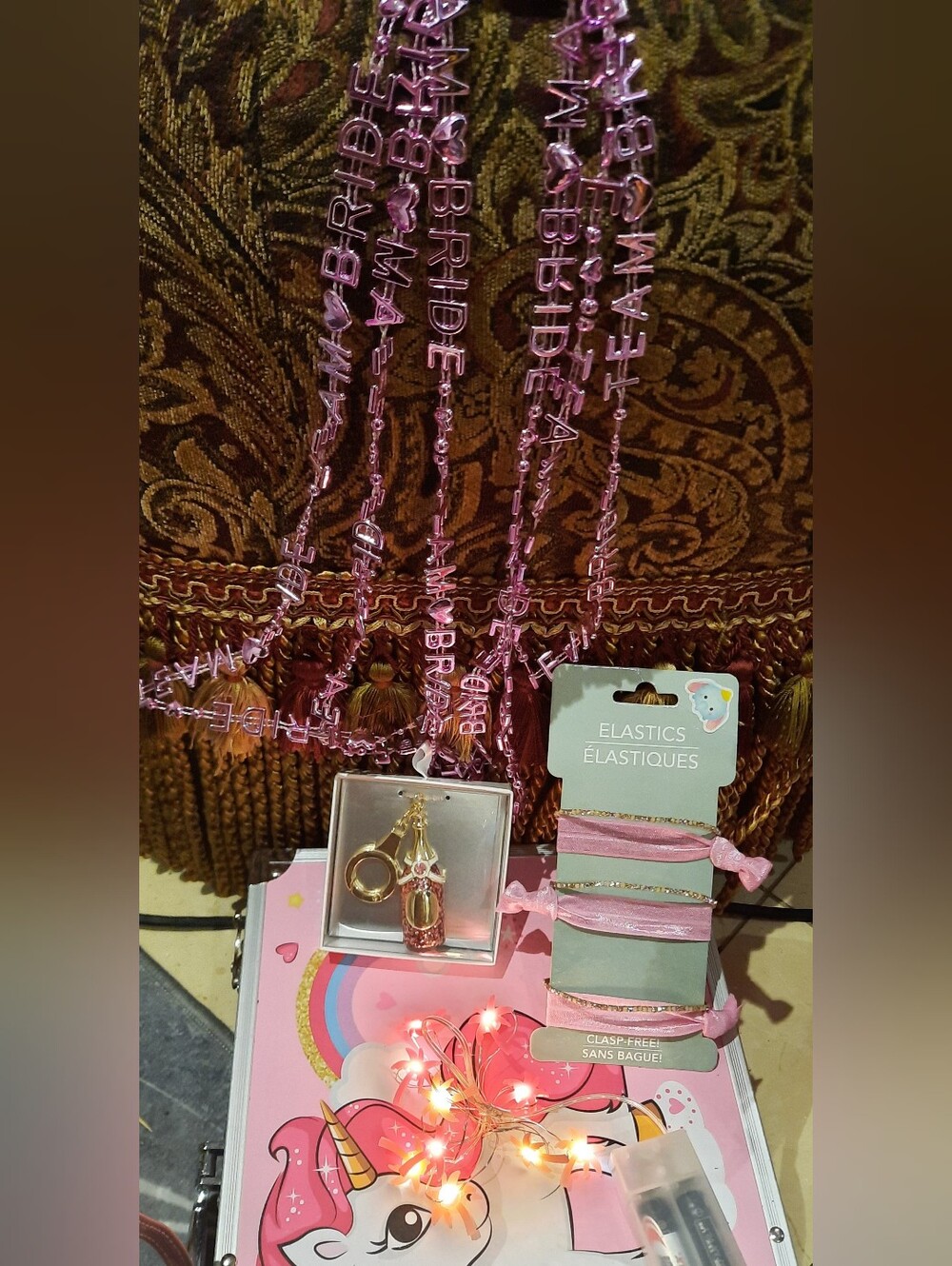 Bride-to-Be Party Necklaces Bundle Hair Ties Tennis Bracelets Champagne Keyfob🎁